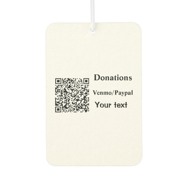 Einfache minimale Barcode Spenden venmo paypal Autolufterfrischer (Vorderseite)