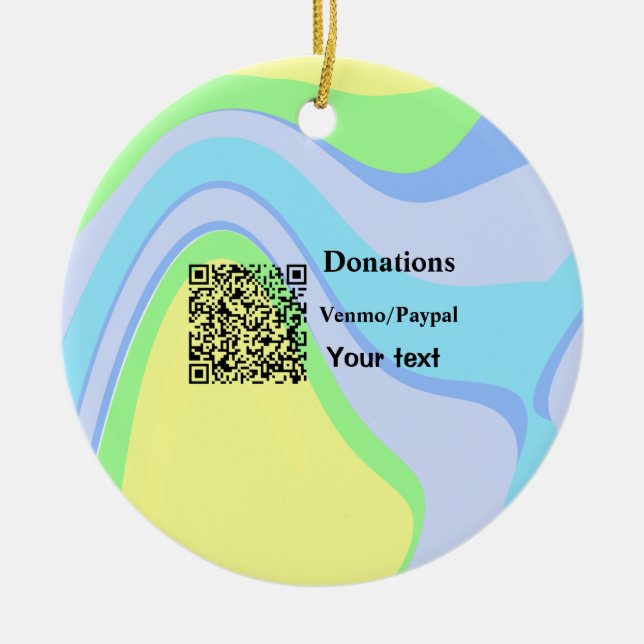 Einfache minimale Barcode Spenden venmo paypal Keramik Ornament (Vorne)