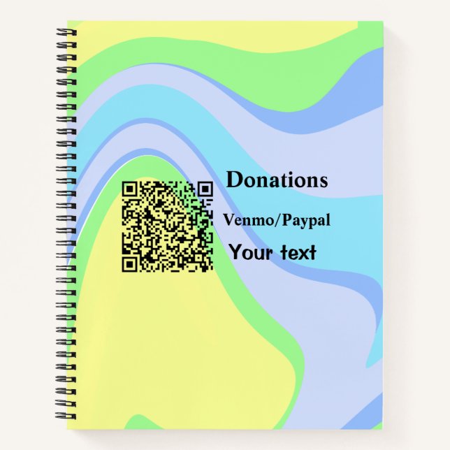 Einfache minimale Barcode Spenden venmo paypal Notizbuch (Vorderseite)