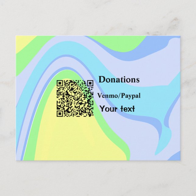 Einfache minimale Barcode Spenden venmo paypal Postkarte (Vorderseite)