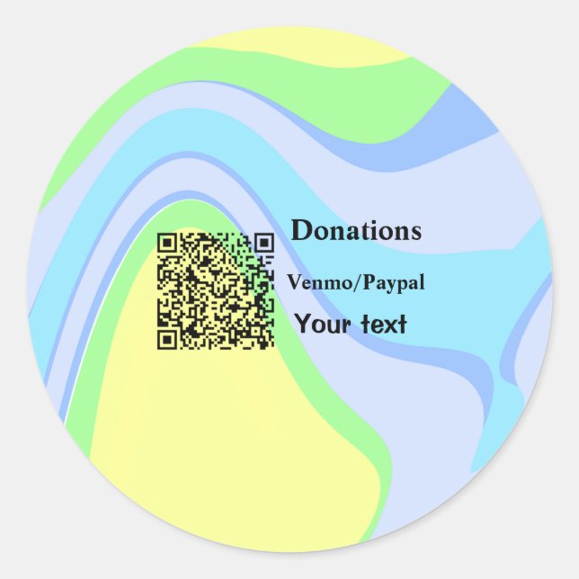 Einfache minimale Barcode Spenden venmo paypal Runder Aufkleber (Vorderseite)
