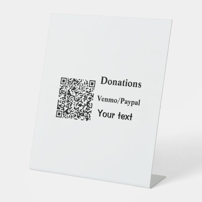 Einfache minimale Barcode Spenden venmo paypal Sockelschild (Vorderseite)