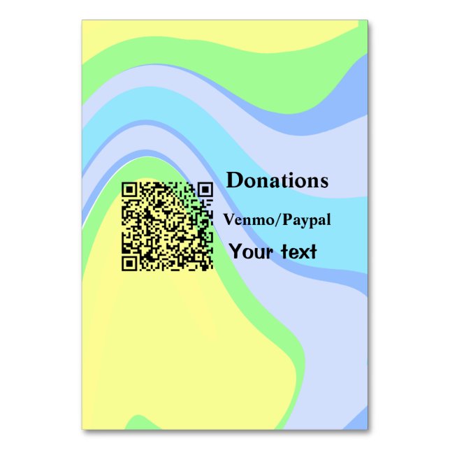 Einfache minimale Barcode Spenden venmo paypal Tischnummer (Vorderseite)