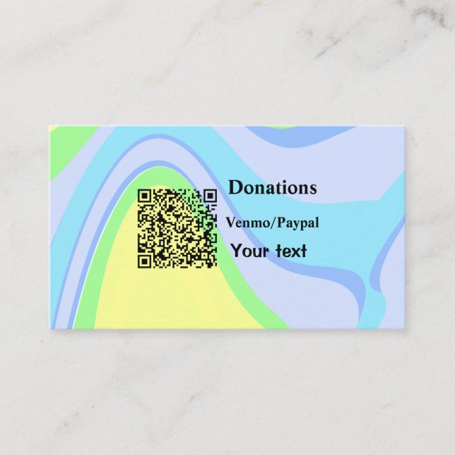 Einfache minimale Barcode Spenden venmo paypal Visitenkarte (Vorderseite)