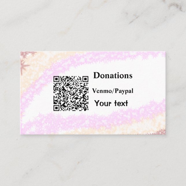 Einfache minimale Barcode Spenden venmo paypal  Visitenkarte (Vorderseite)