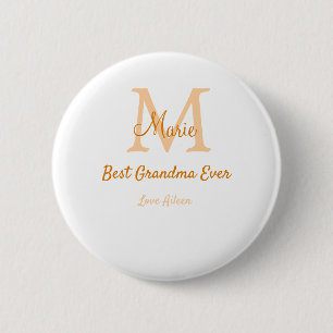 einfache minimale Bestform Orangenmonogramm Button