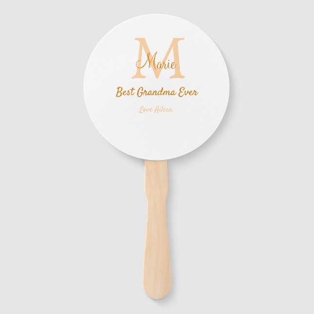 einfache minimale Bestform Orangenmonogramm Fächer (Vorderseite)