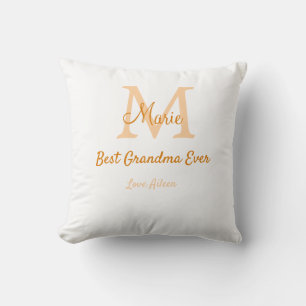 einfache minimale Bestform Orangenmonogramm Kissen