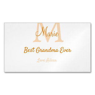einfache minimale Bestform Orangenmonogramm Magnetische Visitenkarte