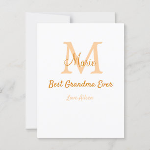 einfache minimale Bestform Orangenmonogramm Postkarte