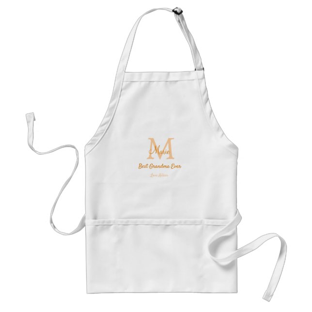 einfache minimale Bestform Orangenmonogramm Schürze (Vorne)