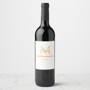 einfache minimale Bestform Orangenmonogramm Weinetikett