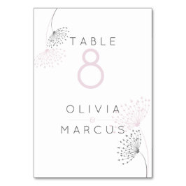 Einfache minimale Doodle-Blume Rose Rosa und Grau Tischnummer