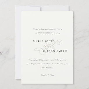 Einfache Minimale Elegante Script Schwarz-weiße Ho Einladung