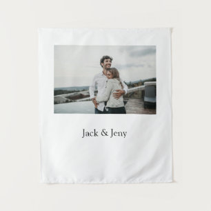 Einfache minimale farbenfrohe Hinzufügen Name Foto Wandteppich