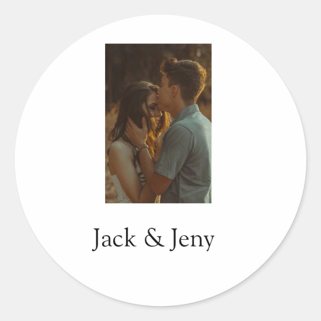 Einfache, minimale Farbkombination Foto-Text Runder Aufkleber (Vorderseite)