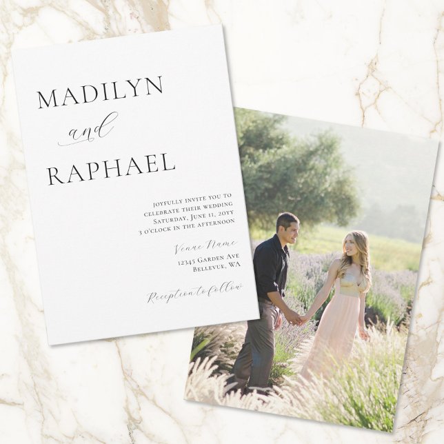 Einfache Minimale Foto-Hochzeit Einladung (Von Creator hochgeladen)