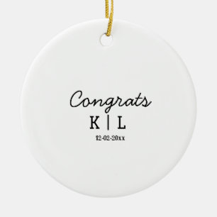 Einfache minimale Glückwünsche fügen dem Monogramm Keramik Ornament