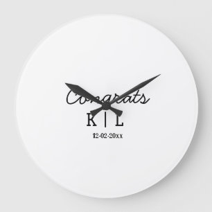 Einfache minimale Gratulation mit Buchstaben Monog Große Wanduhr