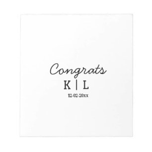 Einfache minimale Gratulation mit Buchstaben Monog Notizblock