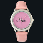 einfache minimale helle Rosa fügen Sie Ihren Namen Armbanduhr<br><div class="desc">schönes Design</div>