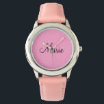 einfache minimale helle Rosa fügen Sie Ihren Namen Armbanduhr<br><div class="desc">schönes Design</div>