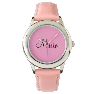 einfache minimale helle Rosa fügen Sie Ihren Namen Armbanduhr