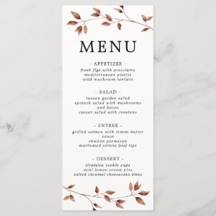 Einfache Minimale Herbstlaube Botanische Hochzeit Menükarte