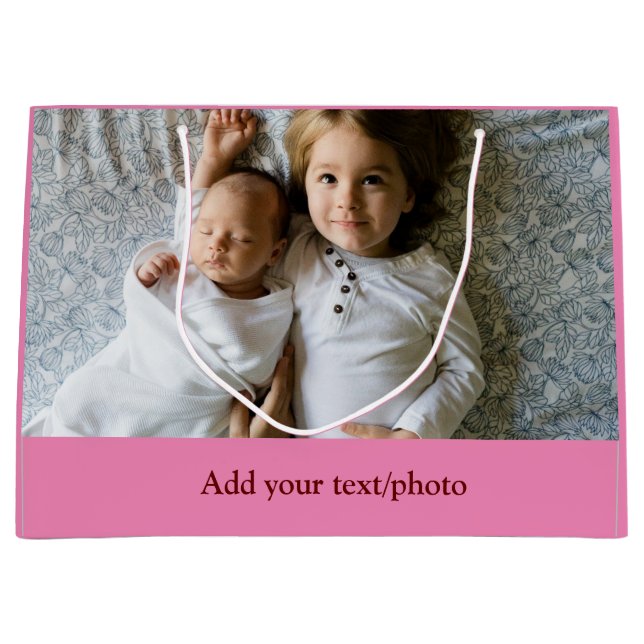 einfache minimale Hinzufügen IHRES FOTOS TEXT CHRI Große Geschenktüte (Vorderseite)