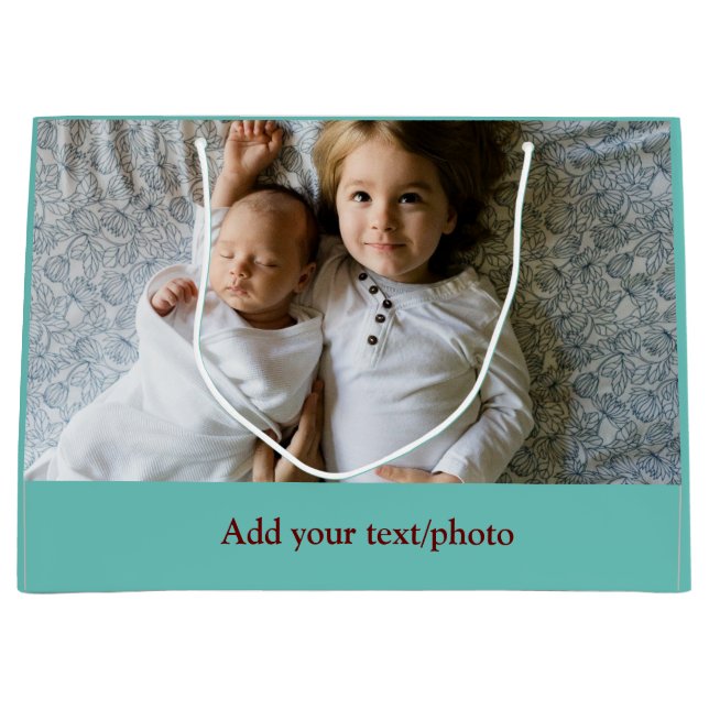 einfache minimale Hinzufügen IHRES FOTOS TEXT CHRI Große Geschenktüte (Vorderseite)