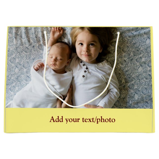 einfache minimale Hinzufügen IHRES FOTOS TEXT CHRI Große Geschenktüte (Vorderseite)