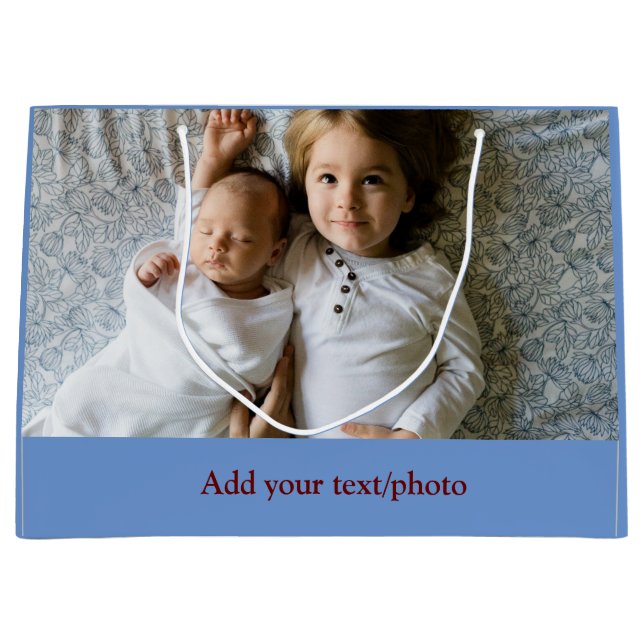 einfache minimale Hinzufügen IHRES FOTOS TEXT CHRI Große Geschenktüte (Vorderseite)