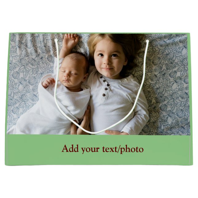 einfache minimale Hinzufügen IHRES FOTOS TEXT CHRI Große Geschenktüte (Vorderseite)