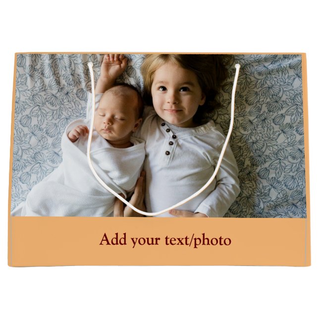 einfache minimale Hinzufügen IHRES FOTOS TEXT CHRI Große Geschenktüte (Vorderseite)