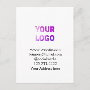 Einfache minimale Hinzufügen Ihres Logos/Designs h Postkarte