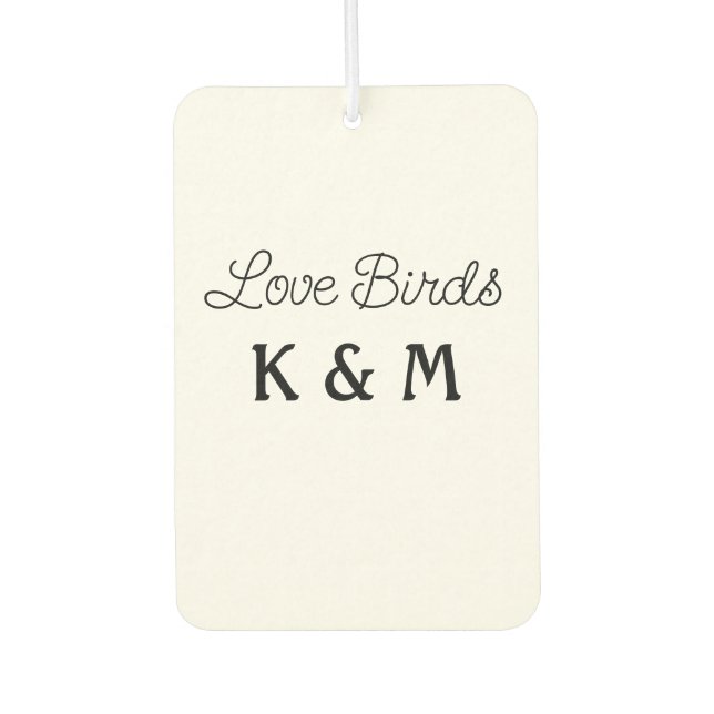 einfache minimale hinzufügen Name Text Liebe Vögel Autolufterfrischer (Vorderseite)