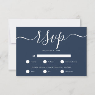 Einfache minimale Hochzeitsgarantie für Navy RSVP Karte