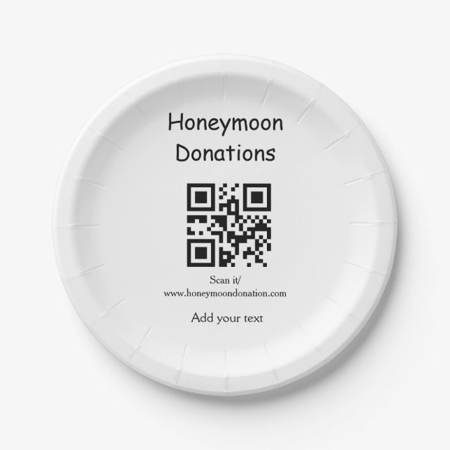 Einfache minimale Hochzeitsgeschenke QR-Code für F Pappteller (Vorderseite)