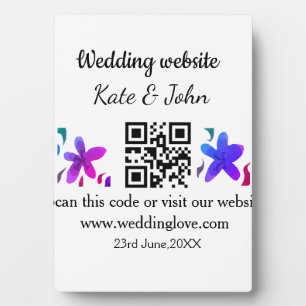 Einfache minimale Hochzeitswebsite Q R Code hinzuf Fotoplatte