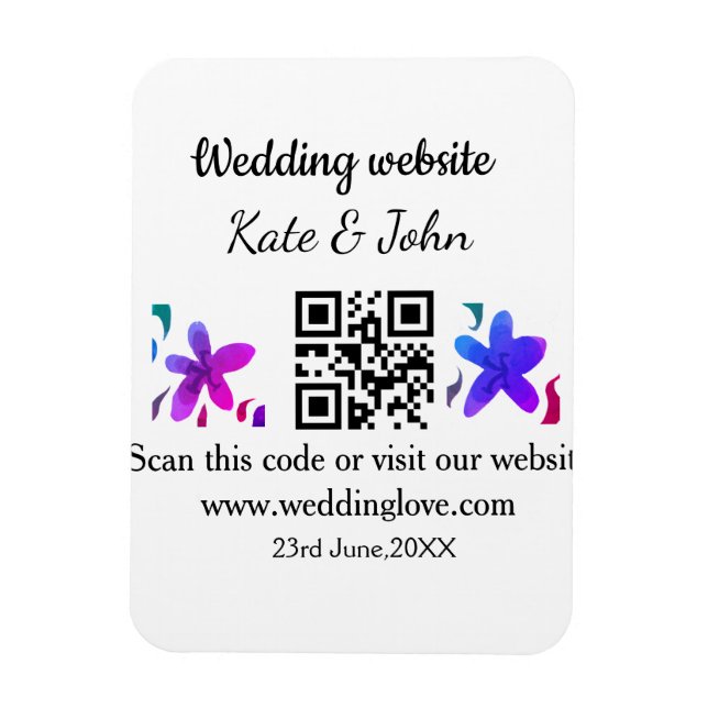 Einfache minimale Hochzeitswebsite Q R Code hinzuf Magnet (Vertikal)