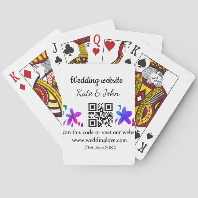 Einfache minimale Hochzeitswebsite Q R Code hinzuf Spielkarten (Rückseite)