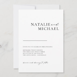 Einfache minimale Kalligraphie in einer Hochzeit Einladung