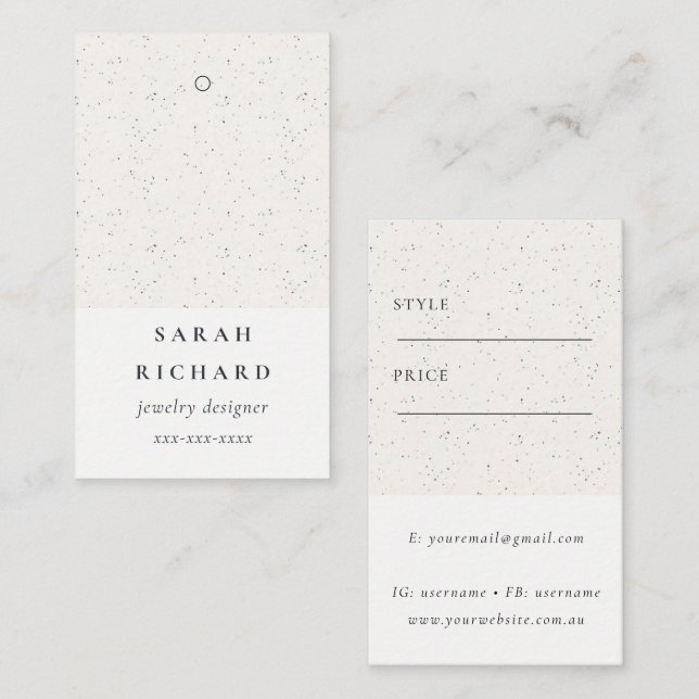 Einfache minimale Keramik Texturpreis Name Visitenkarte (Vorne/Hinten)