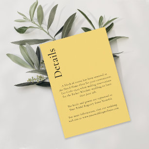 Einfache minimale Lemon Drop Citrus Gelbe Details Begleitkarte