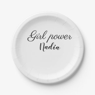 einfache minimale Mädchenpower Name-Text-Bild Gesc Pappteller