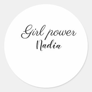 einfache minimale Mädchenpower Name-Text Bild Gesc Runder Aufkleber