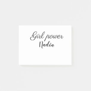 einfache minimale Mädchenpower-Name-Textbild Gesch Post-it Klebezettel