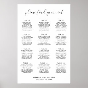 Einfache minimale moderne Hochzeitssitzkarte Poster