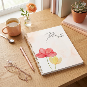 Einfache minimale moderne Peach floral Planner 202 Planer