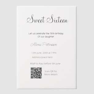 Einfache minimale moderne QR 16 . Geburtstag Gebur